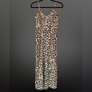 Angie Leopard/Cheetah Print V-Neck Sleeveless Jumpsuit Romper - Size S